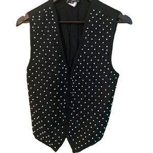 Vintage 90’s white beaded black vest